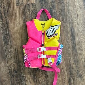 Vibrant Pink and Yellow Kids Life Vest by